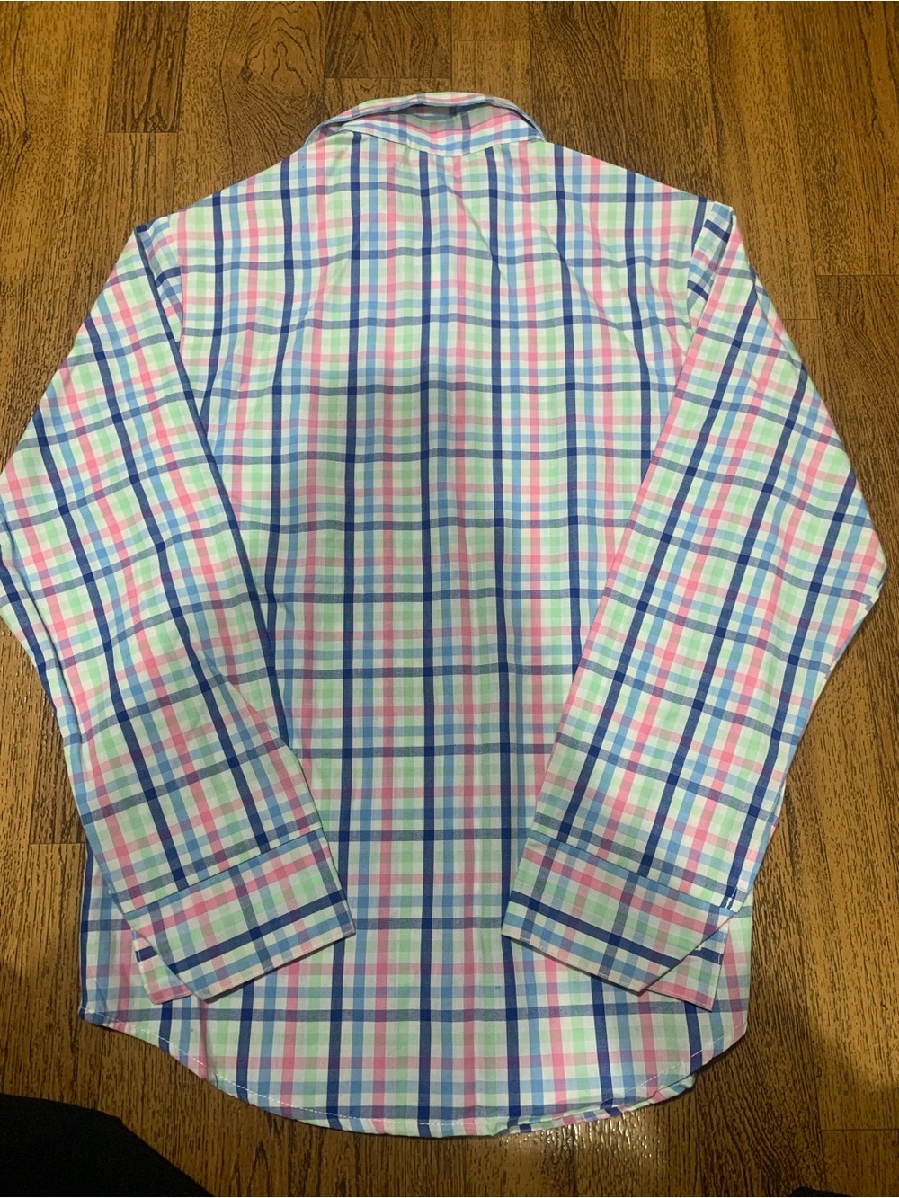 Izod Multicolor Plaid Button-Up Shirt - Blue, Pink, Green - Picture 2 of 3